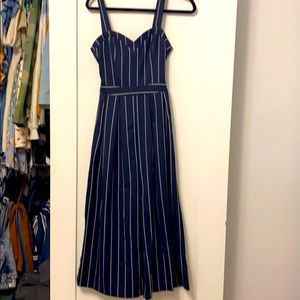 Open back navy pin stripe jumpsuit!